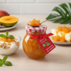 Frasco de papayuela en conserva artesanal Alicolombia, producto 100% natural y típico colombiano.